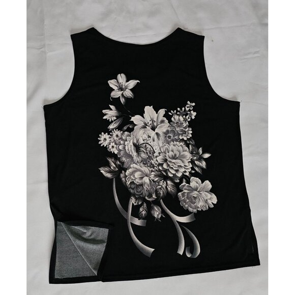 ModeLia Women's Floral Print Kimono W/ Inner Sleeveless Blouse Black Size Medium - Picture 11 of 16